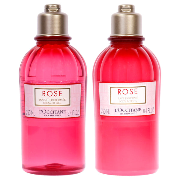 L'Occitane Rose Body Lotion and Shower Gel Kit by LOccitane for Women - 2 Pc Kit 8.4oz Body Lotion, 8.4oz Shower Gel