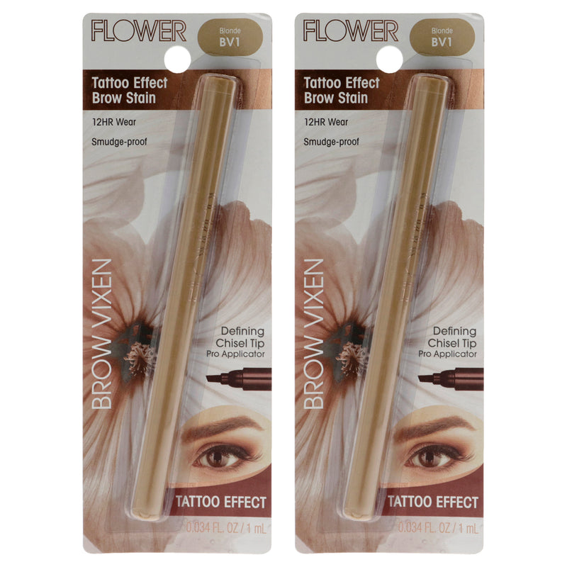 Flower Beauty Brow Vixen Tattoo Effect Brow Stain - BV1 Blonde by Flower Beauty for Women - 0.034 oz Eyebrow - Pack of 2