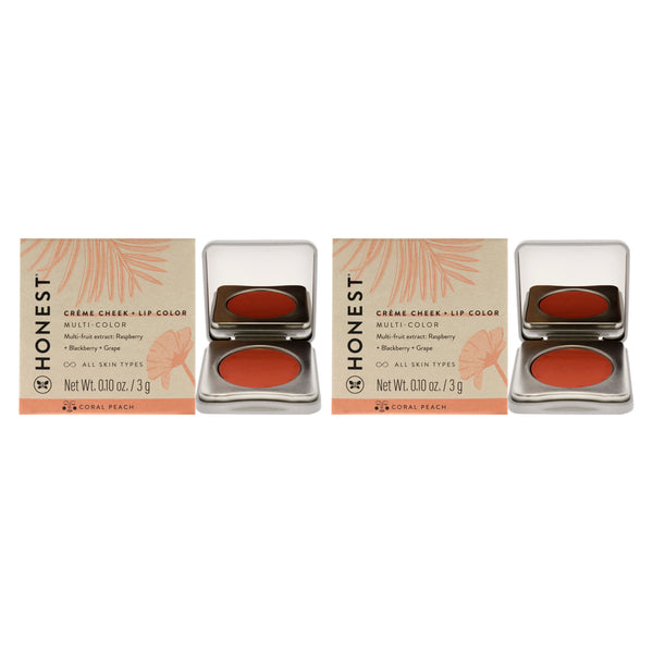 Honest Creme Cheek Blush Plus Lip Color - Coral Peach by Honest for Women - 0.10 oz Makeup - Pack of 2