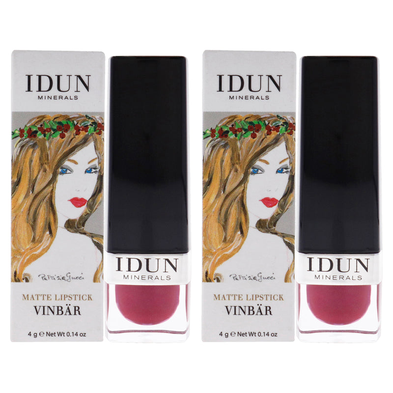 Idun Minerals Matte Lipstick - 105 Vinbar by Idun Minerals for Women - 0.14 oz Lipstick - Pack of 2