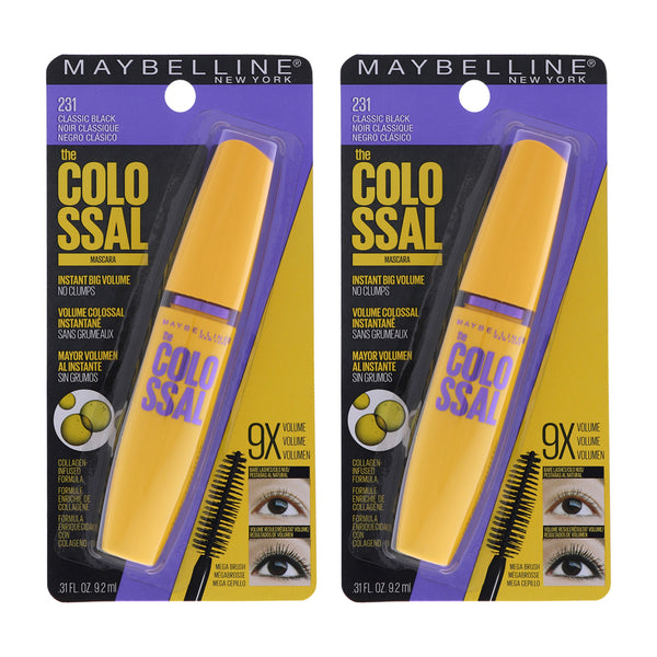 Maybelline The Colossal Volum Express Mascara - 231 Classic Black by Maybelline for Women - 0.31 oz Mascara - Pack of 2