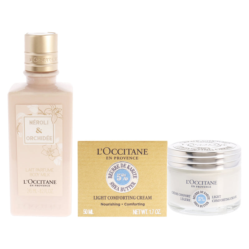 L'Occitane Neroli and Orchidee Body Milk and Shea Butter Light Comforting Cream Kit by LOccitane for Women - 2 Pc Kit 8.4oz Body Milk, 1.7oz Cream