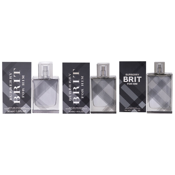 Burberry Burberry Brit Kit by Burberry for Men - 3 Pc Kit 3.3 oz EDT Spray, 1.7 oz EDT Spray, 1 oz EDT Spray