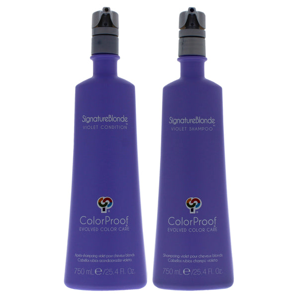 ColorProof Signature Blonde Violet Shampoo and Conditioner Kit by ColorProof for Unisex - 2 Pc Kit 25.3oz Shampoo, 25oz Conditioner