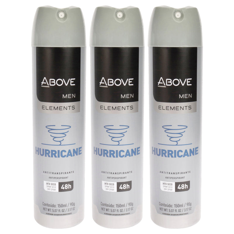 Above 48 Hours Element Antiperspirant Deodorant - Hurricane by Above for Men - 3.17 oz Deodorant Spray - Pack of 3