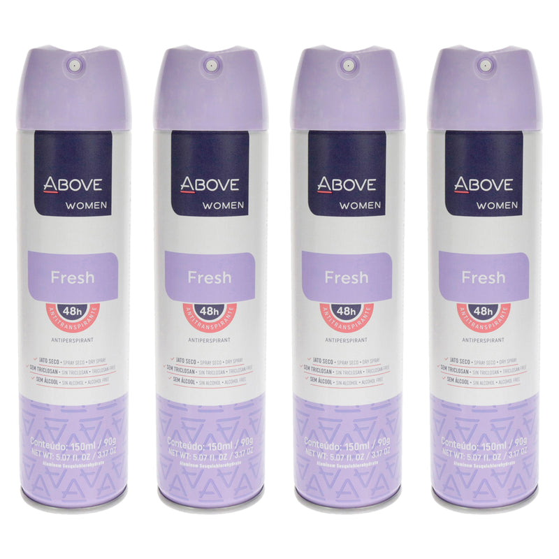 Above 48 Hours Antiperspirant Deodorant - Fresh by Above for Women - 3.17 oz Deodorant Spray - Pack of 4