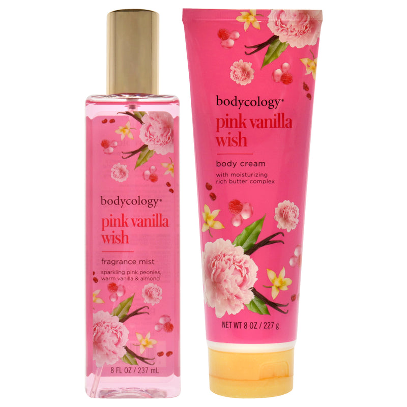 Bodycology Pink Vanilla Wish Kit by Bodycology for Women - 2 Pc Kit 8oz Fragrance Mist, 8oz Body Cream