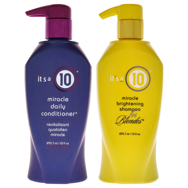 It's A 10 Miracle Brightening Shampoo For Blondes and Miracle Daily Conditioner Kit by Its A 10 for Unisex - 2Pc 10oz Shampoo, 10oz Conditioner