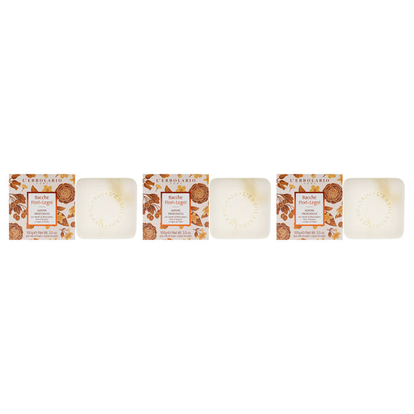 LErbolario Berries Flowers Wood Perfumed Soap by LErbolario for Unisex - 3.5 oz Soap - Pack of 3