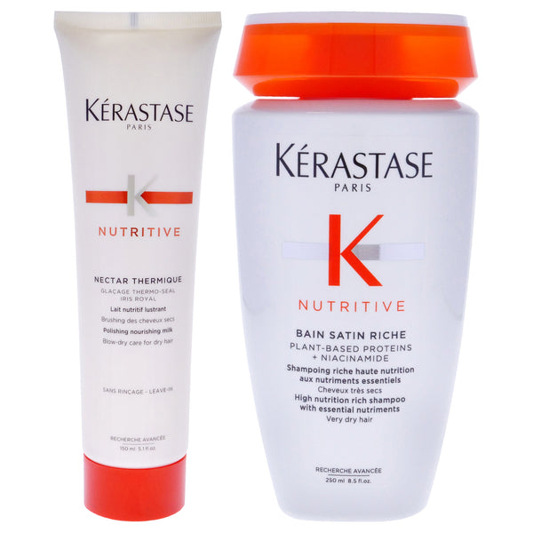 Kerastase Nutritive Kit by Kerastase for Unisex - 2 Pc Kit 8.5oz Nutritive High Nutrition Rich Shampoo, 5.1oz Nutritive Nectar Thermique - Medium to Thick