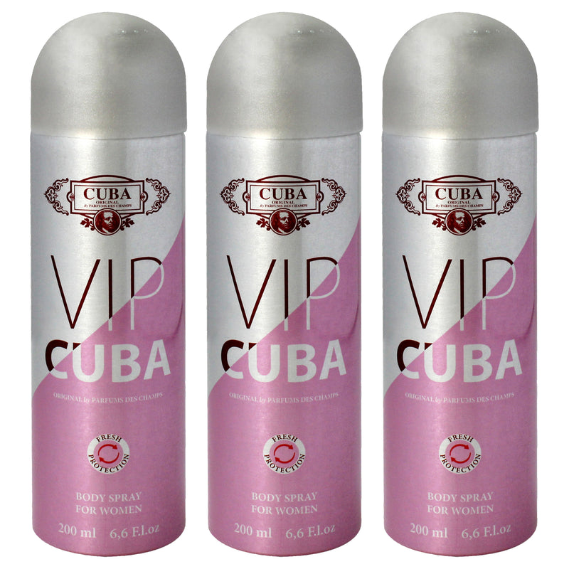 Cuba VIP by Cuba for Women - 6.6 oz Body Spray - Pack of 3