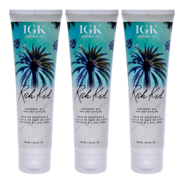 IGK Rich Kid Wave Enhancing Air Dry Cream by IGK for Unisex - 5 oz Oil - Pack of 3