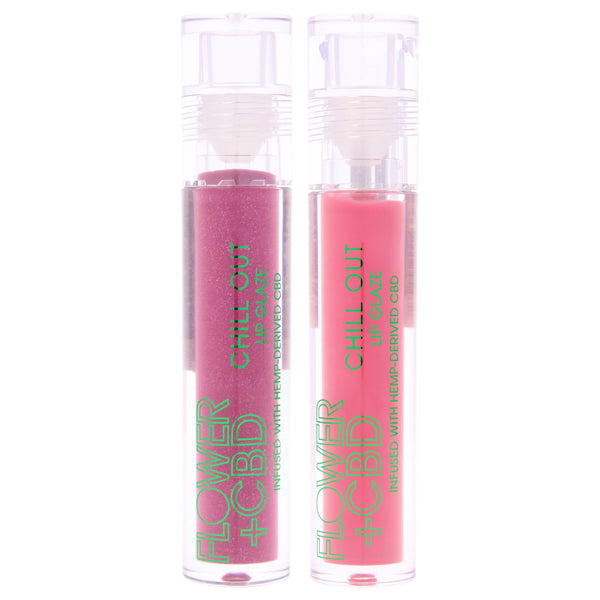 Flower Beauty CBD Chill Out Lip Glaze Kit by Flower Beauty for Women - 2 Pc Kit 1.8oz Lip Gloss - 25 Zen, 1.8oz Lip Gloss - Unwind
