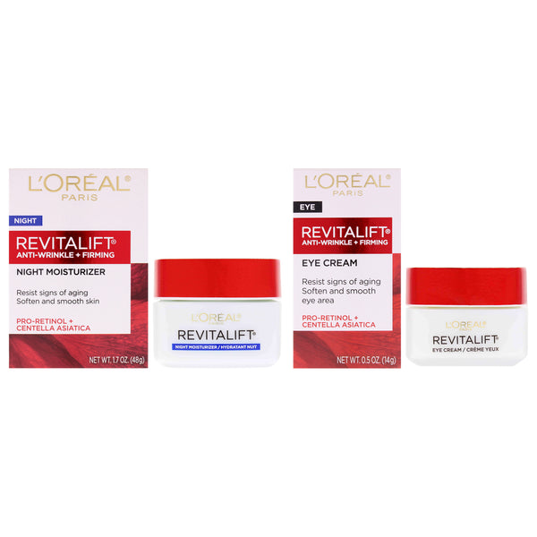 L'Oreal Revitalift Anti Wrinkle Night Moisturizer Kit by LOreal Paris for Unisex - 2 Pc Kit 0.5oz Eye Cream, 1.7oz Night Moisturizer