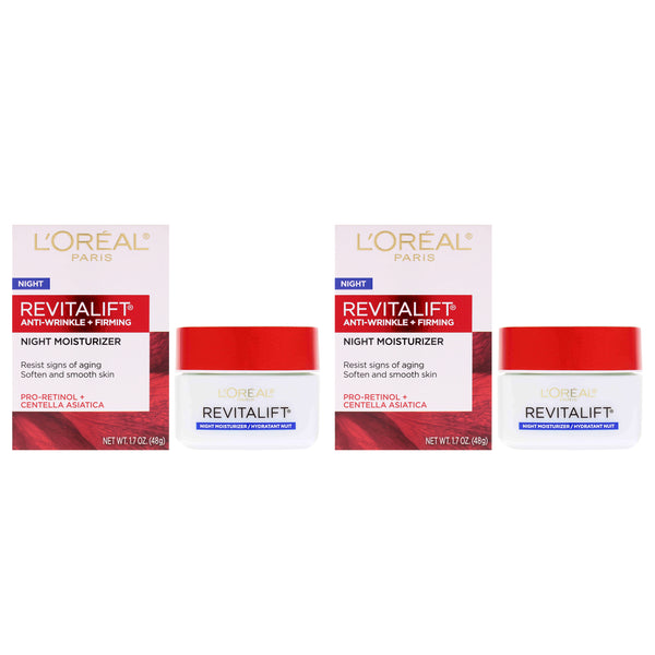 L'Oreal Revitalift Anti-Wrinkle Plus Firming Night Moisturizer by LOreal Paris for Unisex - 1.7 oz Moisturizer - Pack of 2