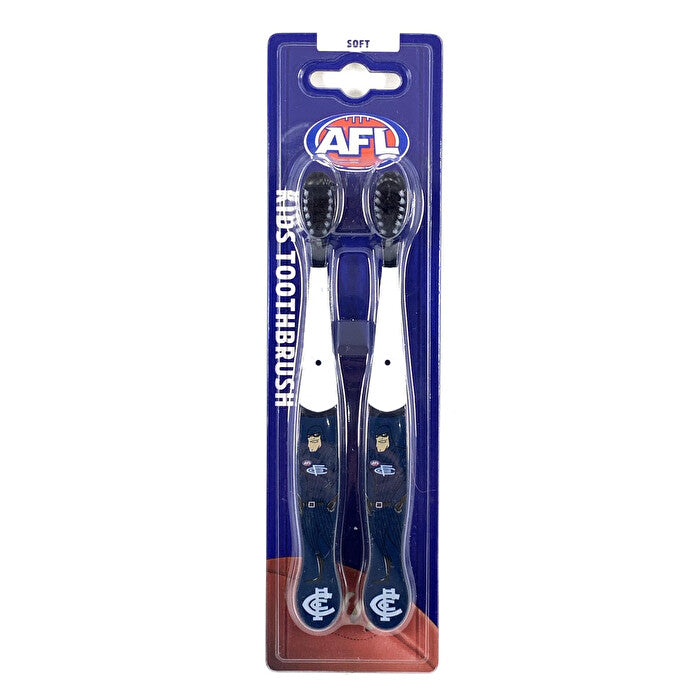 Afl Mascot Kids Toothbrush - Carlton 2 Pack