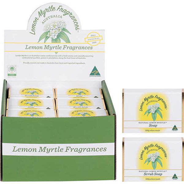 Lemon Myrtle Fragrances Soap Mixed Plain & Exfoliant 24x100g