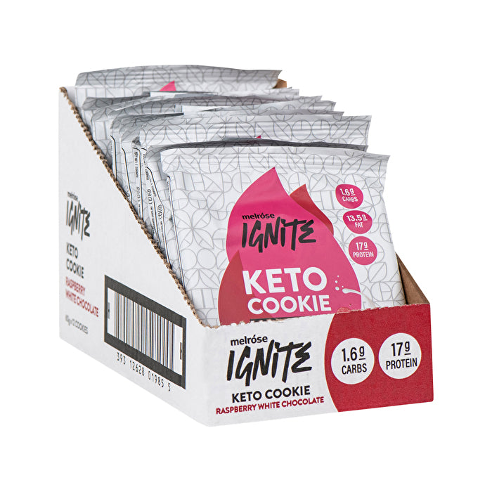Melrose Health Melrose Ignite Keto Cookie Raspberry White Choc 60g X12
