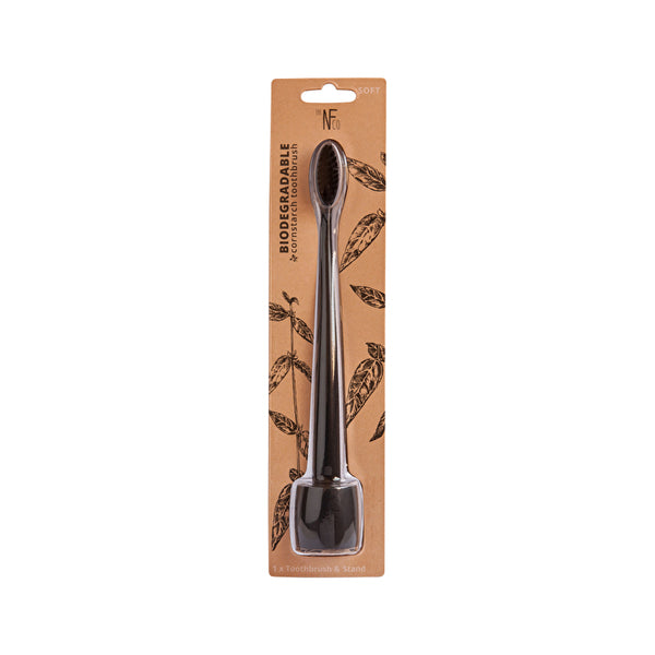 The Natural Family Co . Bio Toothbrush with Stand Pirate Black