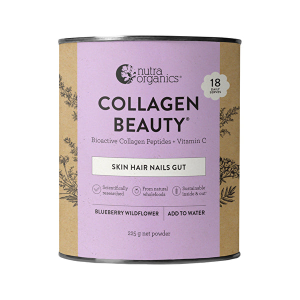 Nutra Organics Collagen Beauty Bioactive Collagen Peptides + Vitamin C Blueberry Wildflower 225g