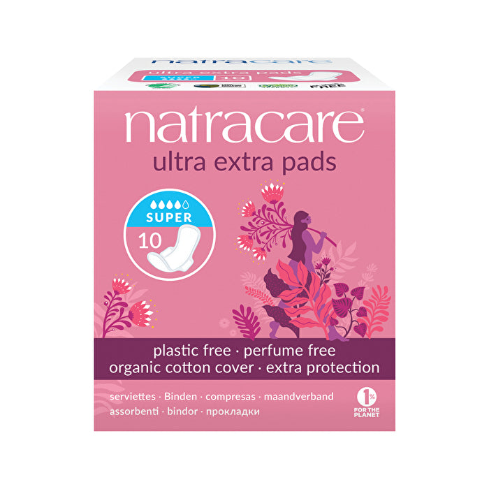 Natracare Ultra Extra Pads Super with Organic Cotton Cover x 10 Pack