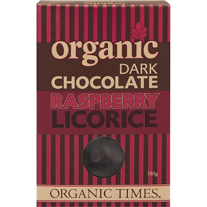 Organic Times Dark Chocolate Raspberry Licorice 150g