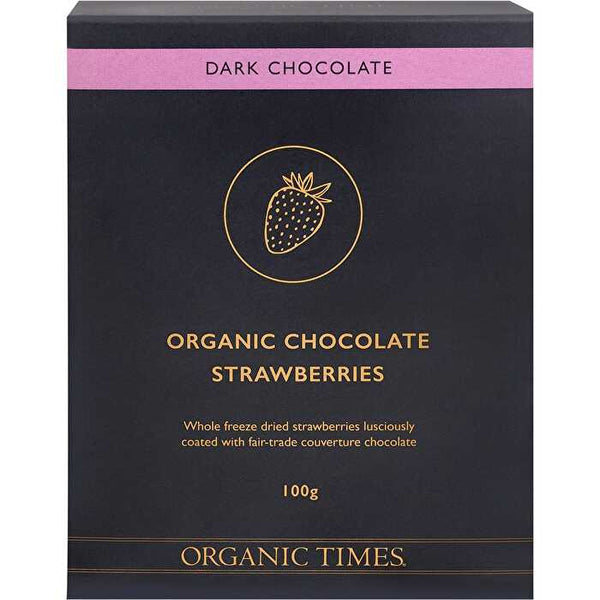 Organic Times Dark Chocolate Strawberries 100g