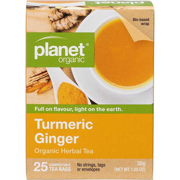 Planet Organic Turmeric Ginger Herbal Tea Bags 25pk