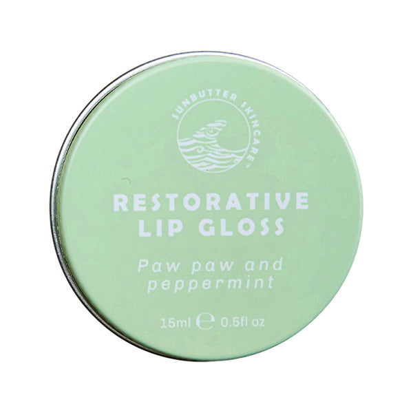 SunButter Skincare Lip Gloss Restorative Paw Paw and Peppermint 15ml