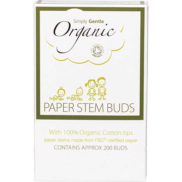 Simply Gentle Organic Paper Stem Buds 100% Organic Cotton Tips 200pk