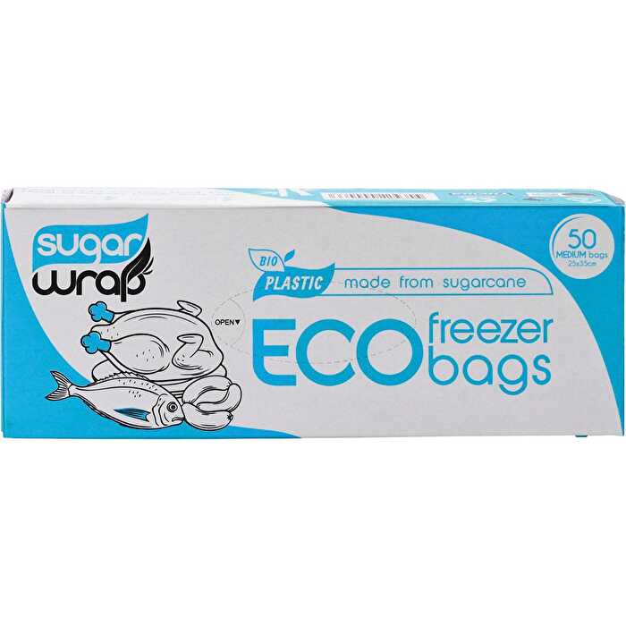 Sugarwrap Eco Freezer Bags Made from Sugarcane Medium 50pk