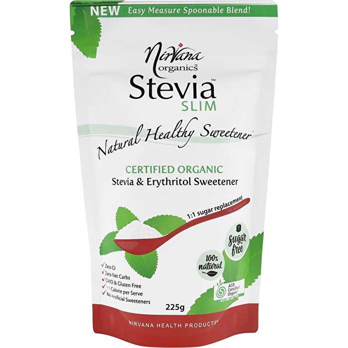 Nirvana Organics Stevia & Erythritol Sweetener Stevia Slim Spoonable 225g