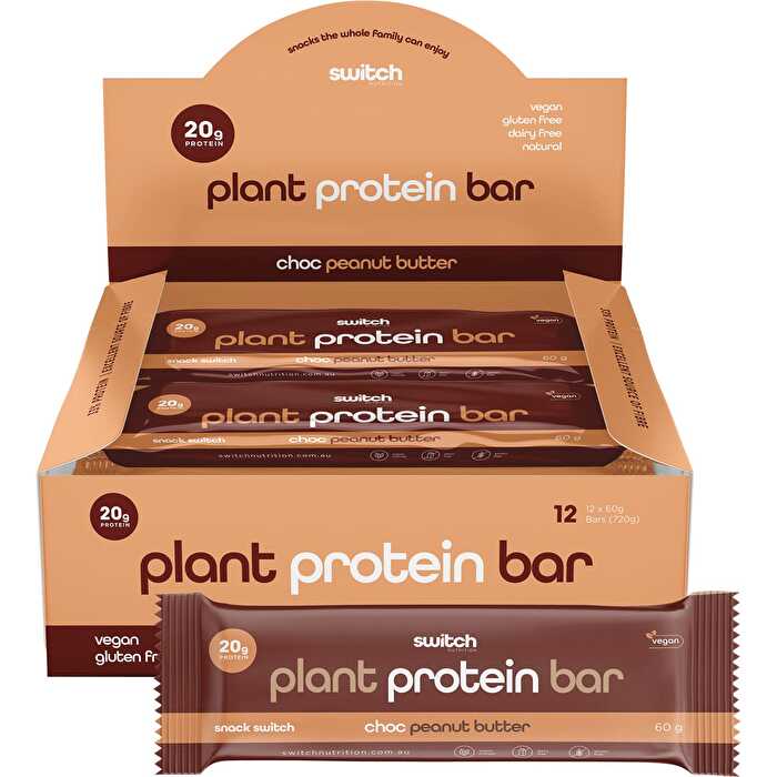 Switch Nutrition Plant Protein Bar Choc Peanut Butter 12x60g