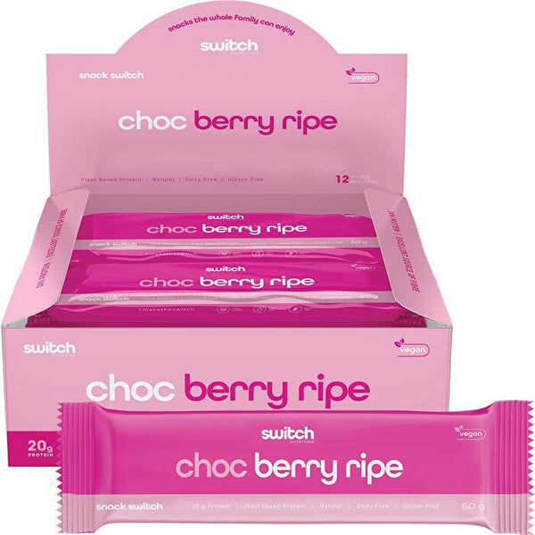Switch Nutrition Protein Bar Plant Based Choc Berry Ripe 12x60g
