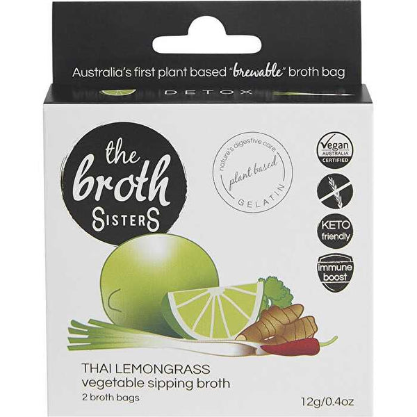 The Broth Sisters Vegetable Sipping Broth Bags Thai Lemongrass 2pk