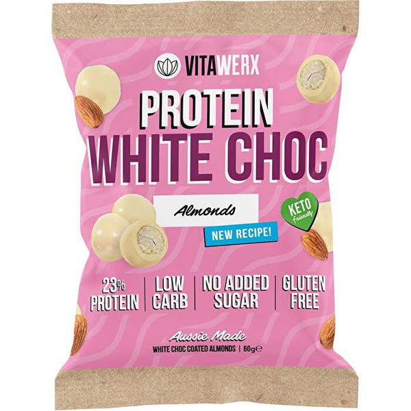 Vitawerx Protein White Choc Coated Almonds 10x60g