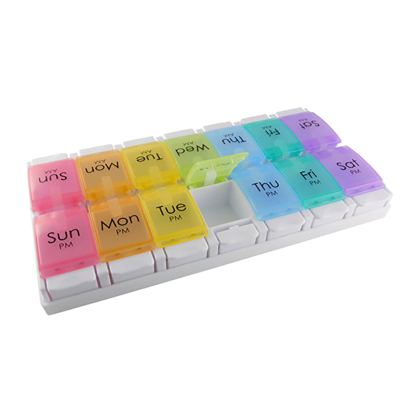 Dispensary & Clinic Items Surgical Basics Pill Box Weekly Pill Planner Removable (2 per day AM/PM) Large (24 x 12.5 x 2.7cm)