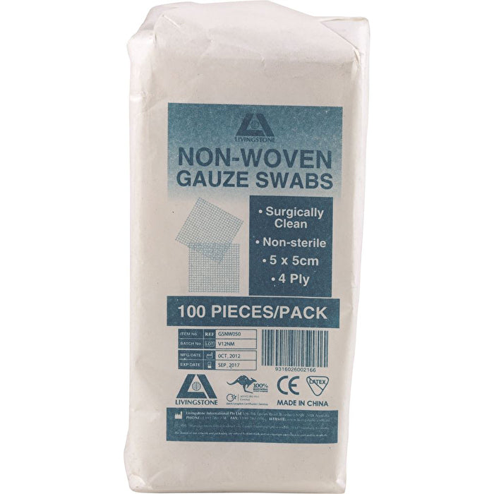 Dispensary & Clinic Items Gauze Swabs Non-Woven Non Sterile (5 x 5cm) 4ply x 100 Pack