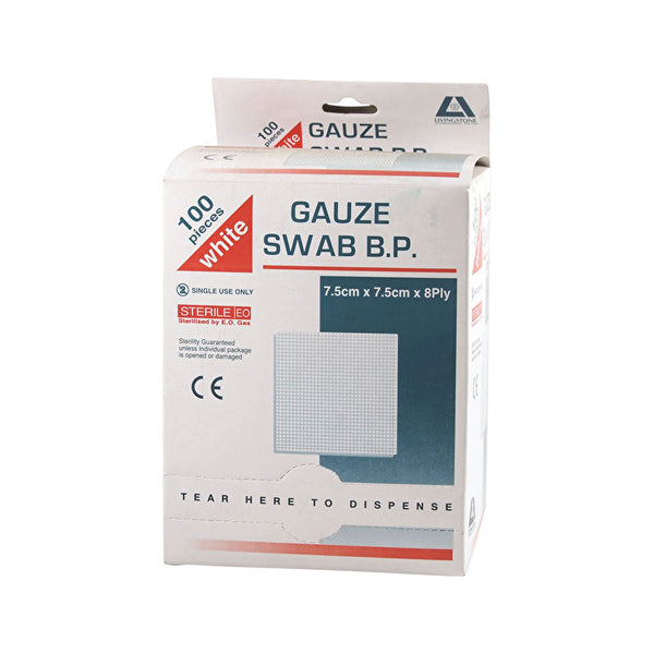 Dispensary & Clinic Items Gauze Swabs Sterile (7.5 x 7.5cm) 8ply x 100 Pack