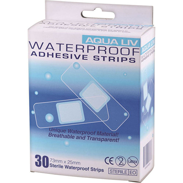 Dispensary & Clinic Items Aqua Liv Waterproof Adhesive Strips x 30 Pack