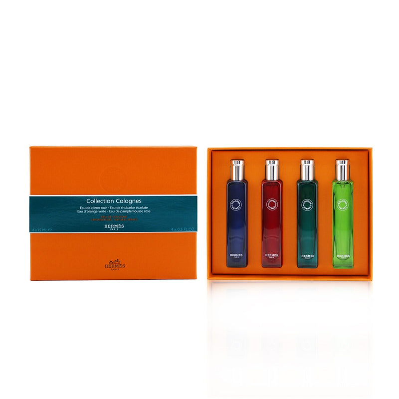 Hermes Colognes Collection Travel Set: Eau D'Orange Verte, Eau De Rhubarbe Ecarlate, Eau De Pamplemousse Rose, Eau De Citron Noir 