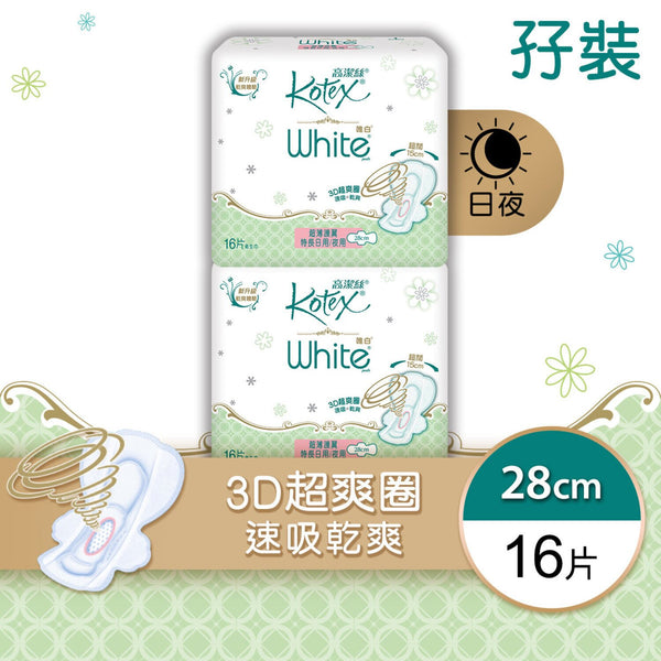 Kimberly-Clark Kotex - (2 packs)  White Long 28cm(Fast absorbing,Rapid-Dry, Extra Protection)