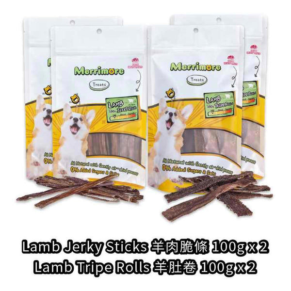 Merrimore Lamb Jerky Sticks 200g + Lamb Tripe Rolls 200g - Combo B  Fixed Size