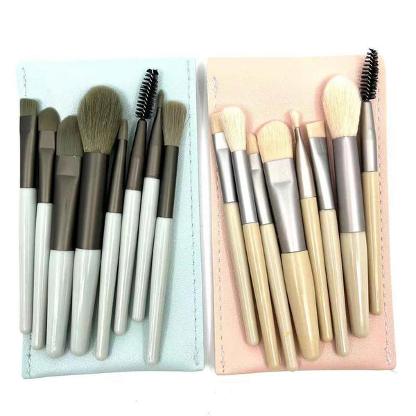 LOUISA Makeup Brush 8pcs set (with faux leather bag, Random Color)  Fixed Size