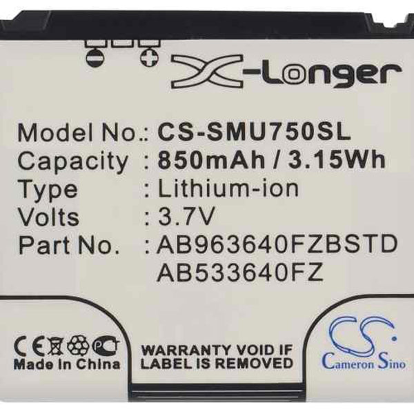 Samsung CS-SMU750SL - replacement battery for SAMSUNG  Fixed size