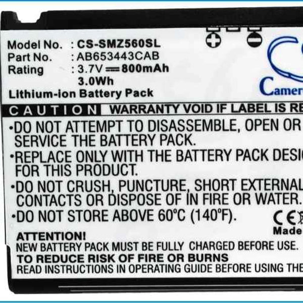 Samsung CS-SMZ560SL - replacement battery for SAMSUNG  Fixed size