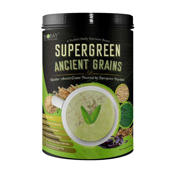 Biobay Biobay Supergreen Ancient Grains (850g) Nutritional Healthy Drinks, Rich in Fiber & Support Colon Detox  Fixed Size