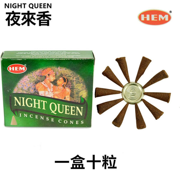 HEM Handmade India Incense  Cone ? NIGHT QUEEN 10 pieces  Fixed Size