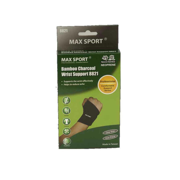 MAX SPORT Bamboo Charcoal Wrist Wrap, One Piece, Size Free  Fixed Size