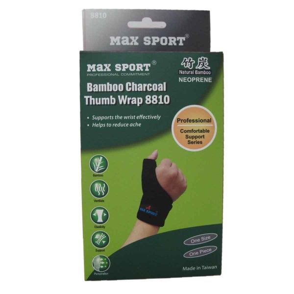 MAX SPORT Bamboo Charcoal Thumb Wrap, One Piece, Left Hand, Free Size  Fixed Size